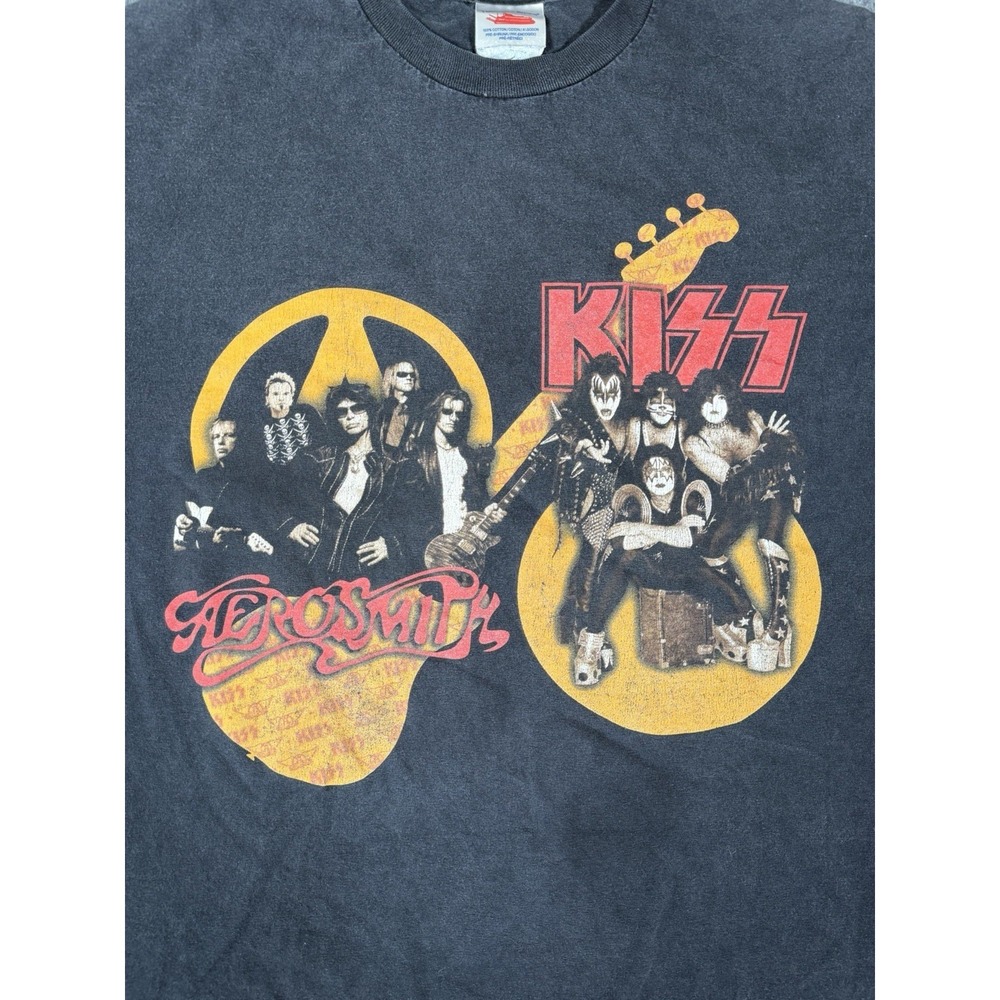 Kiss Aerosmith 2003-2004 Vintage Concert Tour Shirt Mens Small USA Faded‎ Wash - Picture 5 of 16